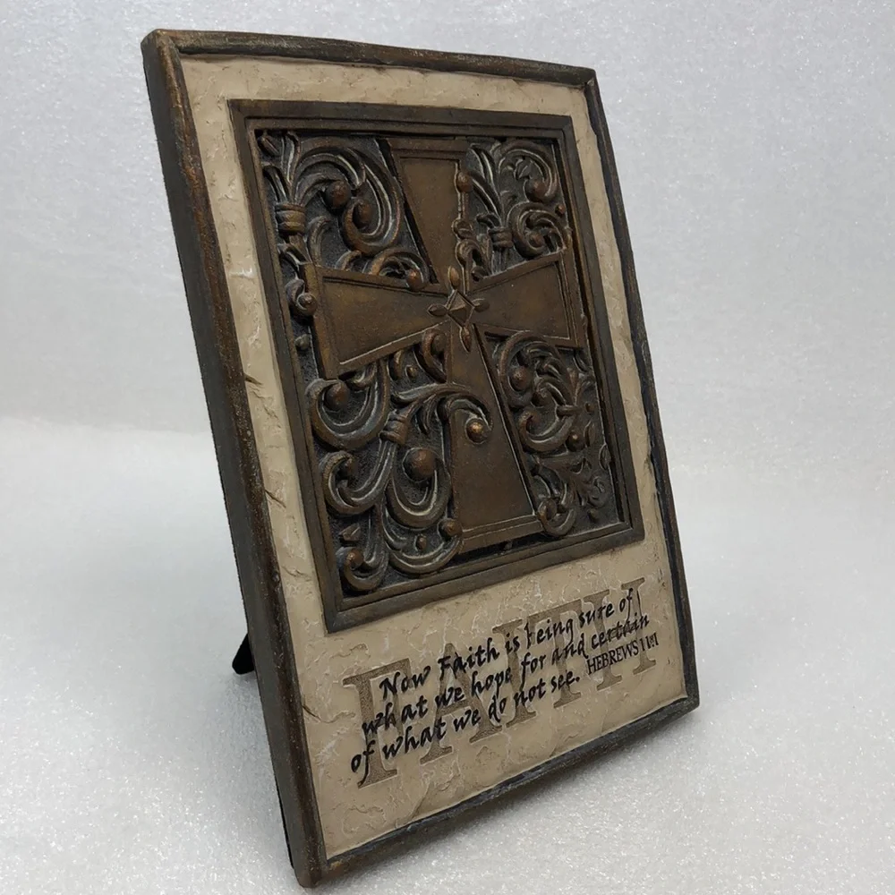 Decorative Cross Wall Plaque Carved With Inspirational Bible Verse Quote Resin